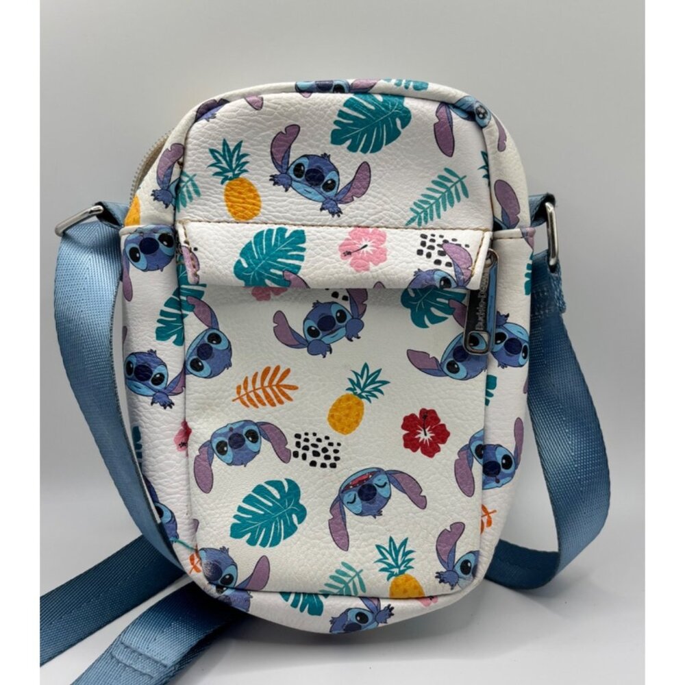 Disney Stitch Tropical Print Crossbody Bag With Adjustable Strap & Zip Closure